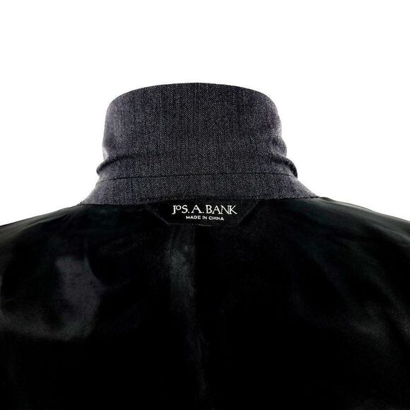 Jos A Bank Signature‎ Wool 2 Button Blazer 40R Gray Herringbone - Picture 10 of 11